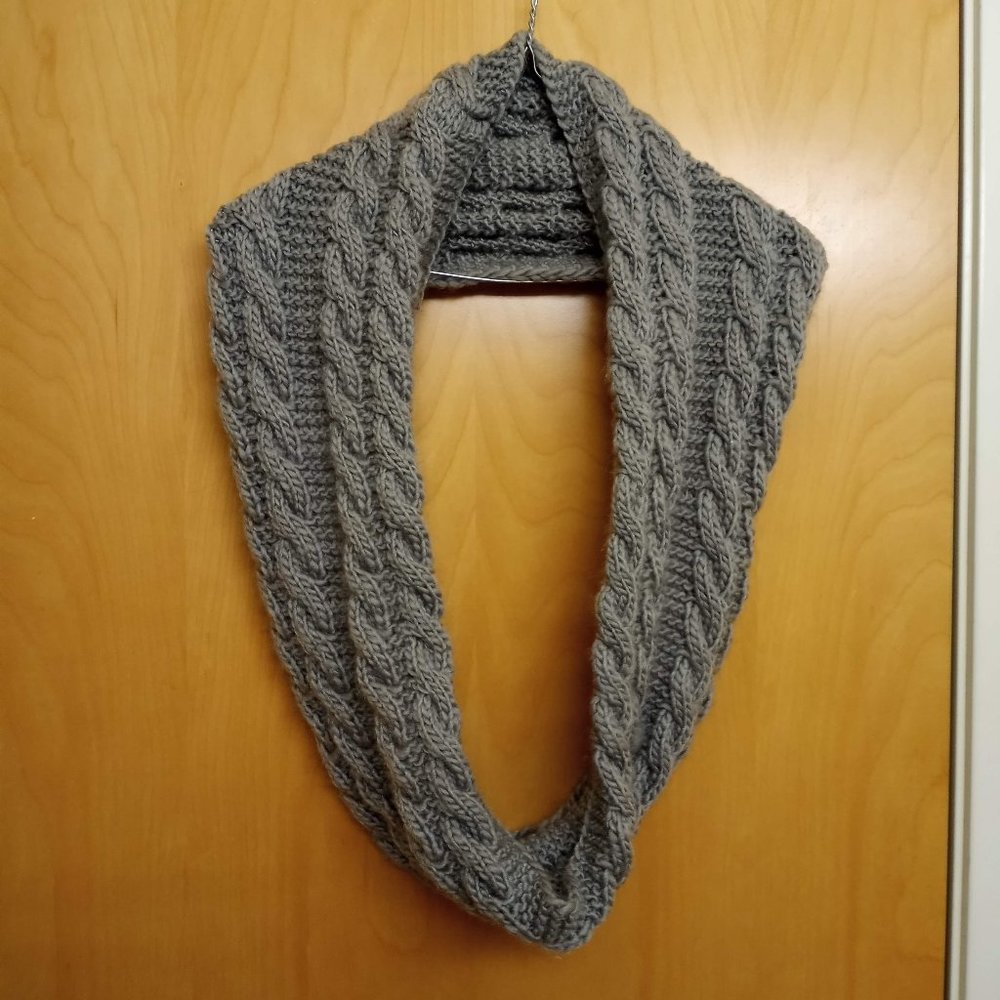 Grey Cable Knit Infinity Scarf